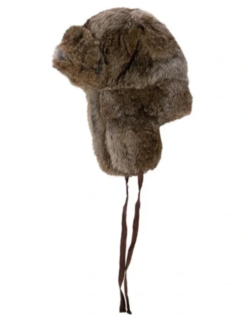 Bonpoint Rabbit Fur Trapper Hat in Natural Brown. Size 3